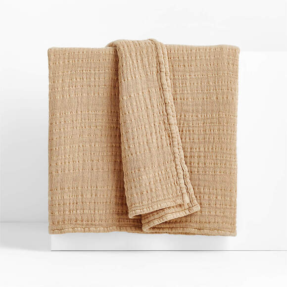 Crate&Barrel Tan Gauze Throw Blanket – Organic Cotton – Discontinued NWT - Picture 1 of 2